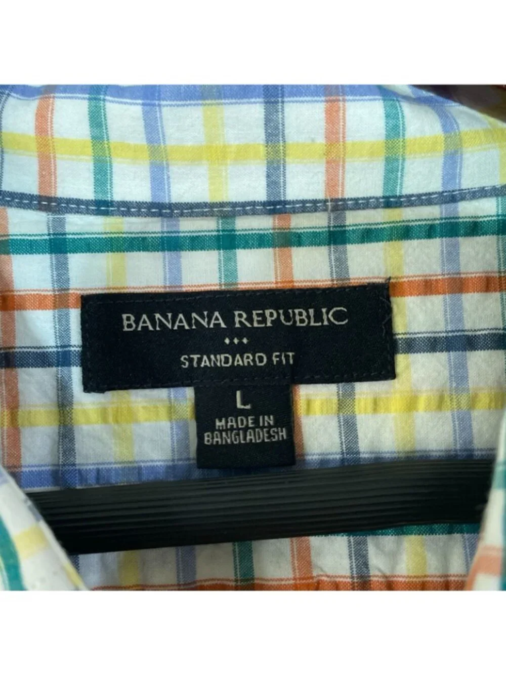 Banana Republic Textured Men's L Plaid Button-Down Shirt Standard Fit C0922